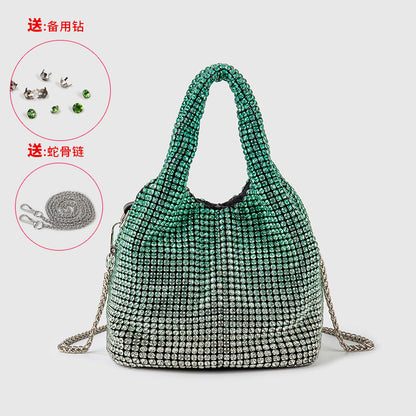 Studded Rhinestone Messenger Bag Handbag One Size Sharp Green