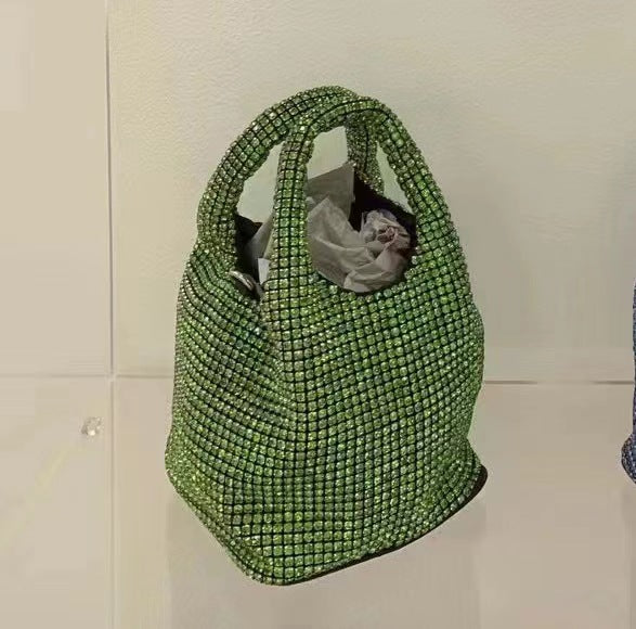 Studded Rhinestone Messenger Bag Handbag One Size Green