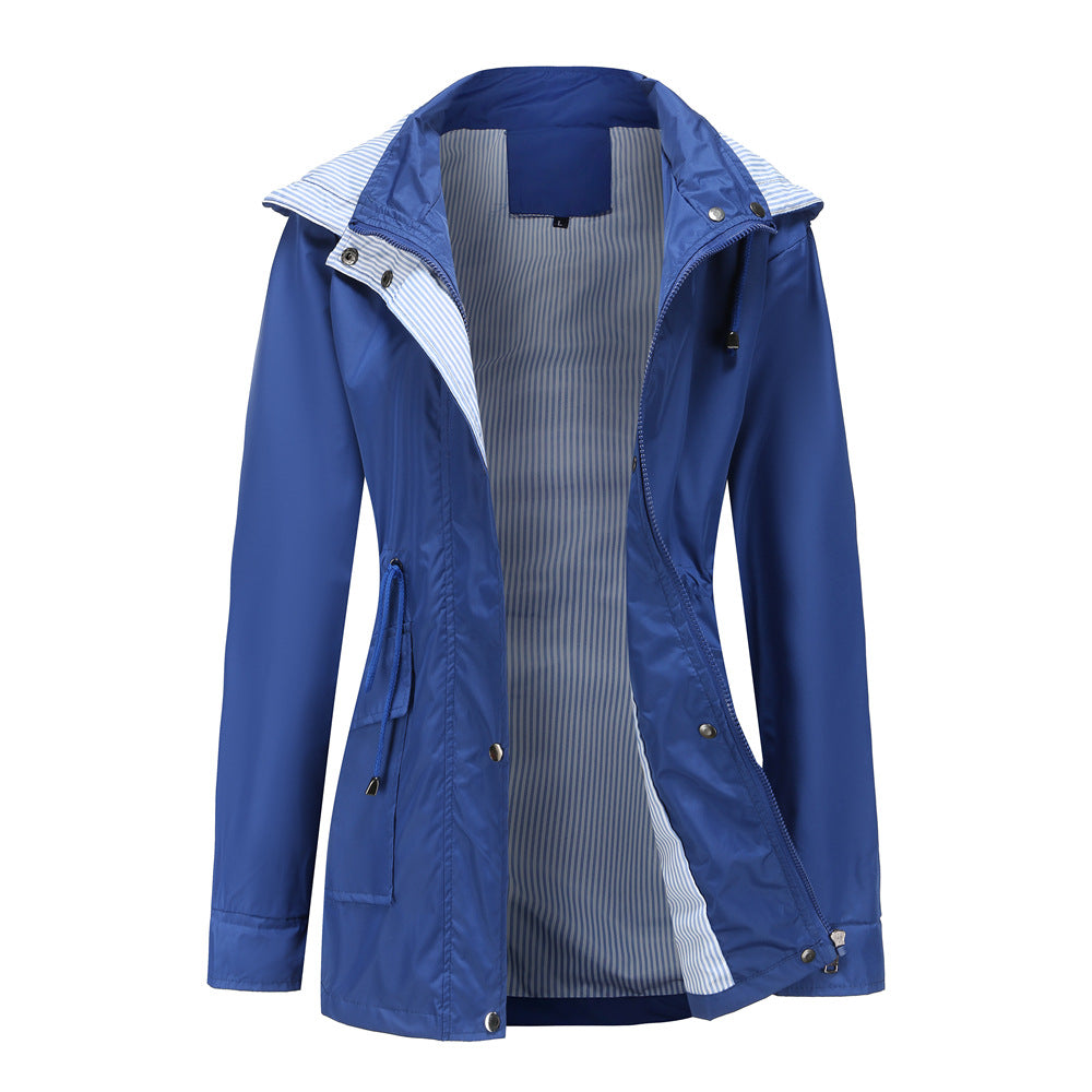 Detachable Hood Windbreaker Navy Blue
