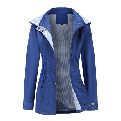 Detachable Hood Windbreaker Navy Blue