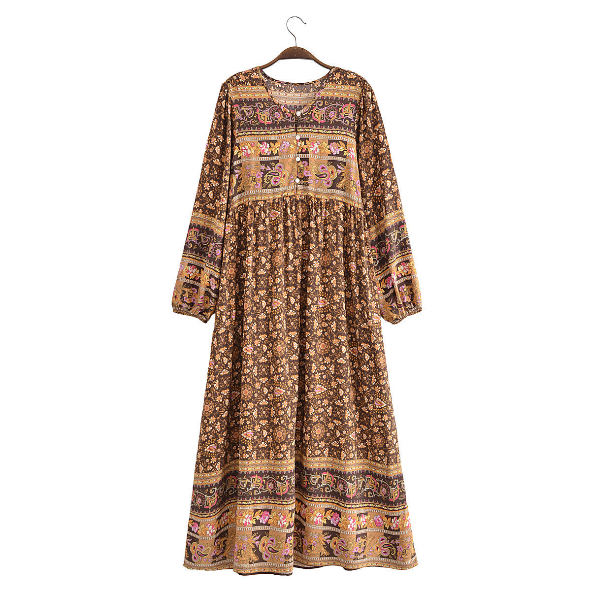 Valencia Printed Maxi Kaftan Brown
