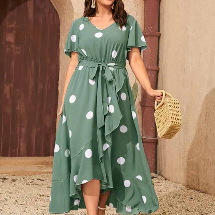 Day to Night Polka Dot Dress Army Green