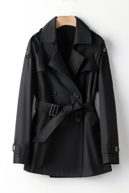 Lace-up Slimming Trench Coat Black