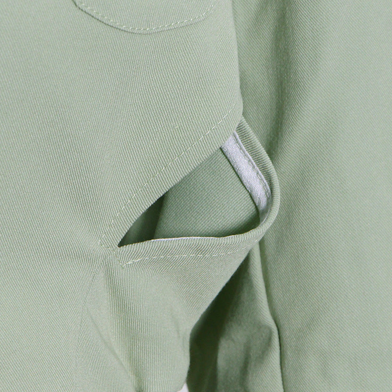 Matcha Green Slim Trench Coat Blazer