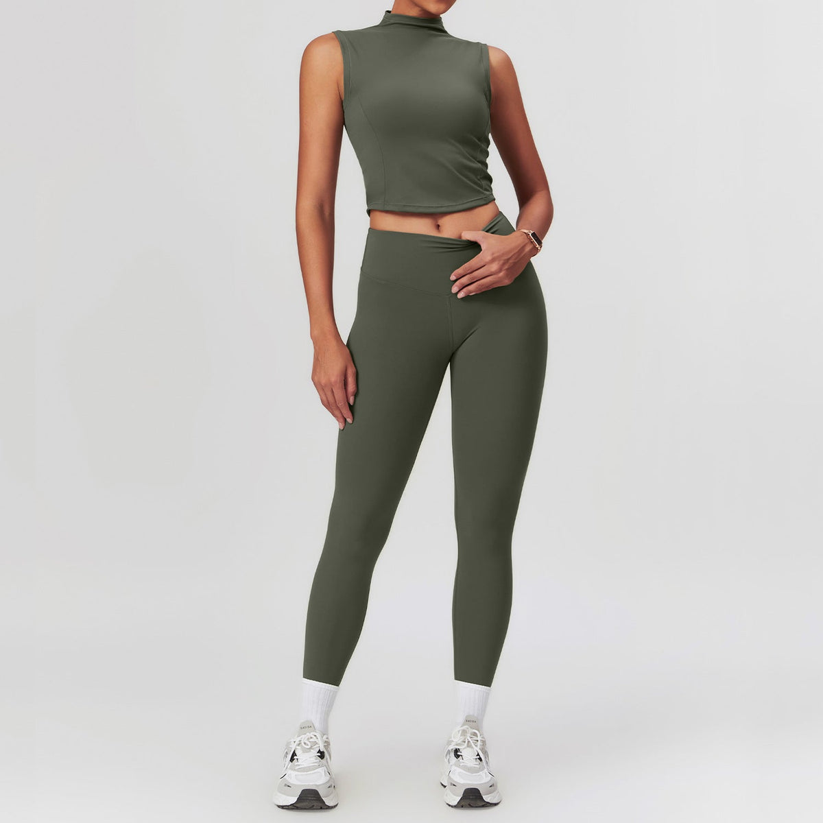 Fitted Active Yoga Set Green1