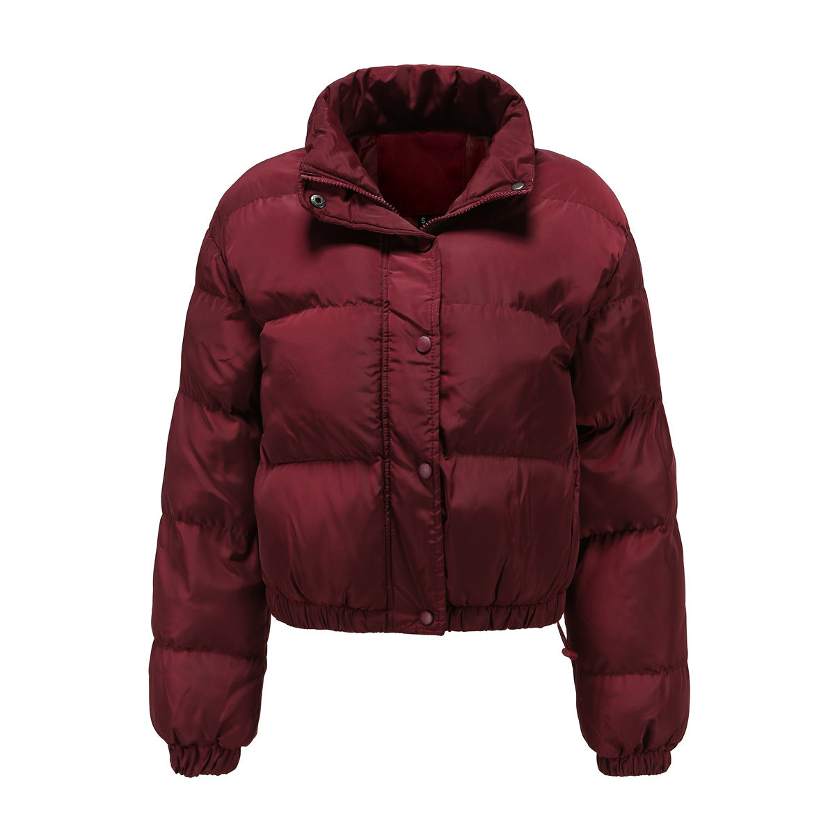Long Sleeve High Collar Padded Jacket Burgundy