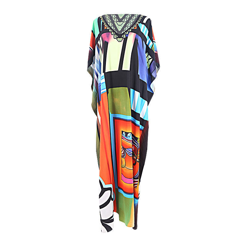 New Positioning Printing Beach Cover-up Sexy Cardigan Dress Beach Cover Up