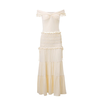 Sexy Cropped Low Cut Short Pleated Skirt Set White Skirt