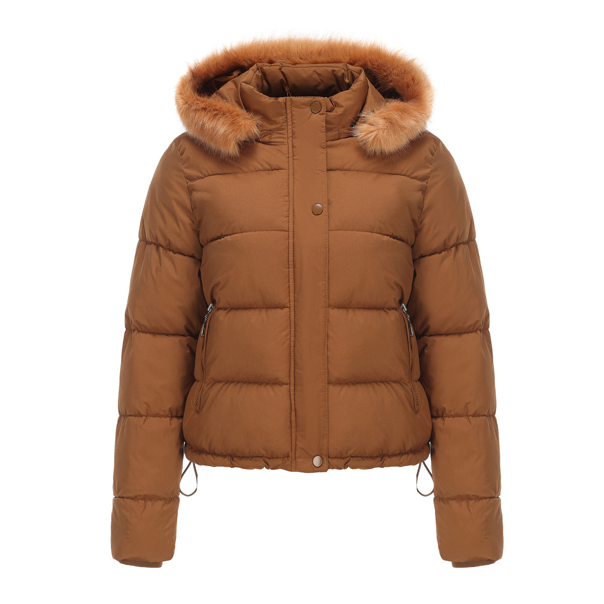 Long Sleeves Cotton Padded Hooded Jacket camel