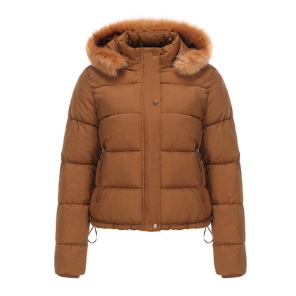 Long Sleeves Cotton Padded Hooded Jacket camel