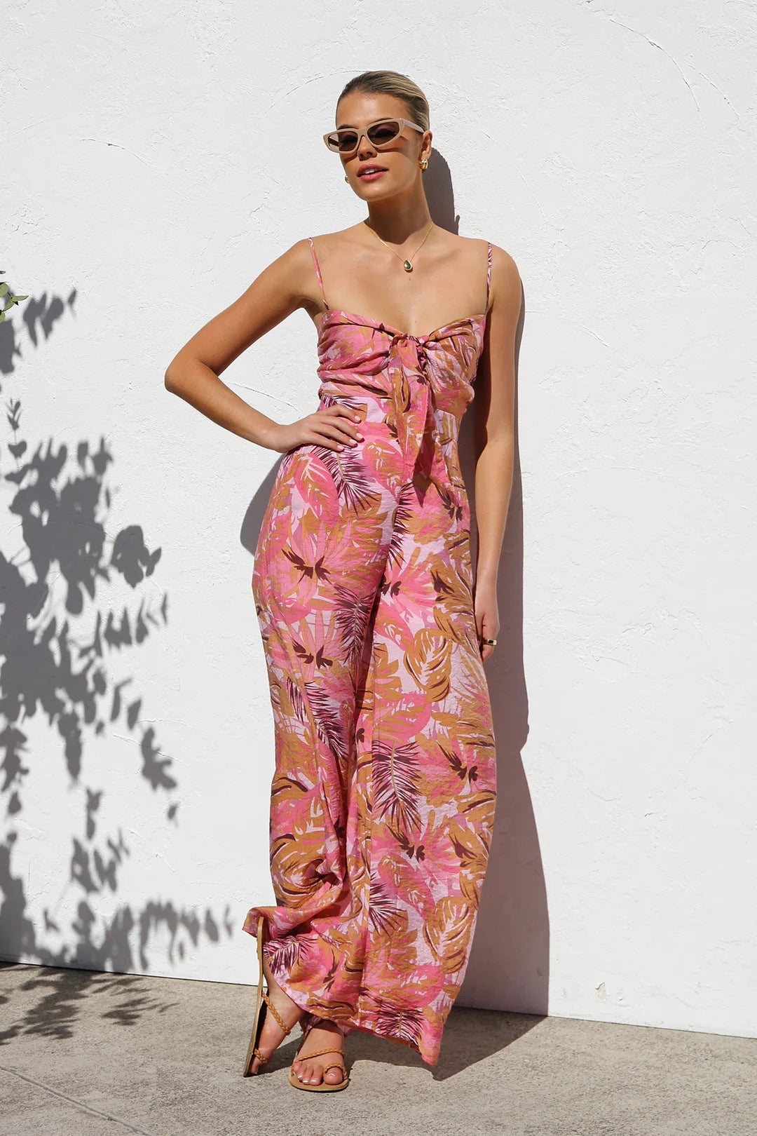 Printed Waist Wide Leg Pants Red