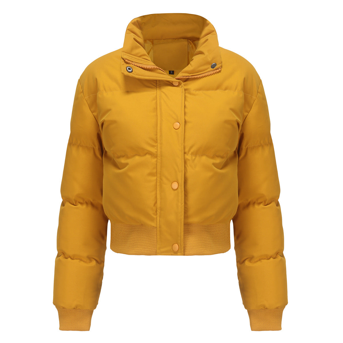 Short Cotton Padded Jacket Yellow