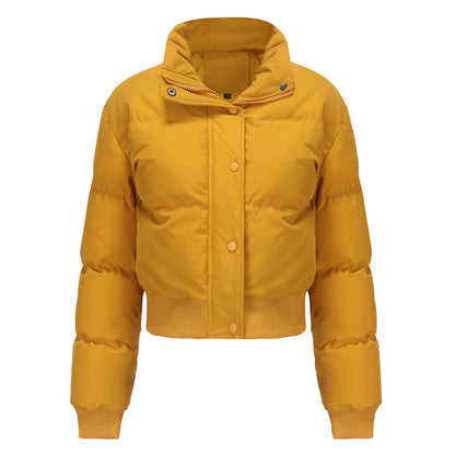 Short Cotton Padded Jacket Yellow