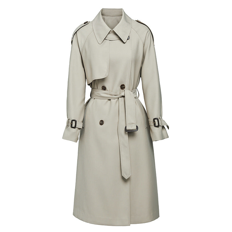 Double Breasted Loose Trench Coat Milk Tea Color