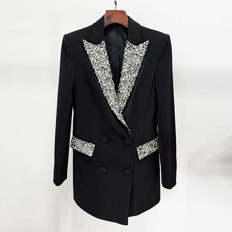Handmade Gorgeous Heavy Embellished Blazer Black