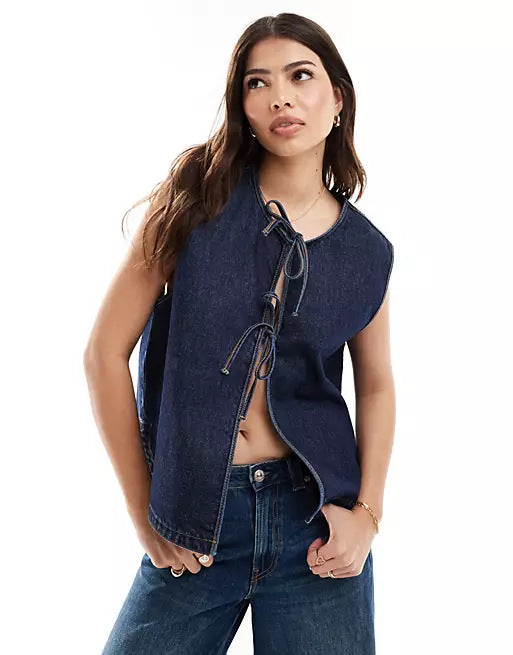 Rope Sleeveless Denim Navy Blue