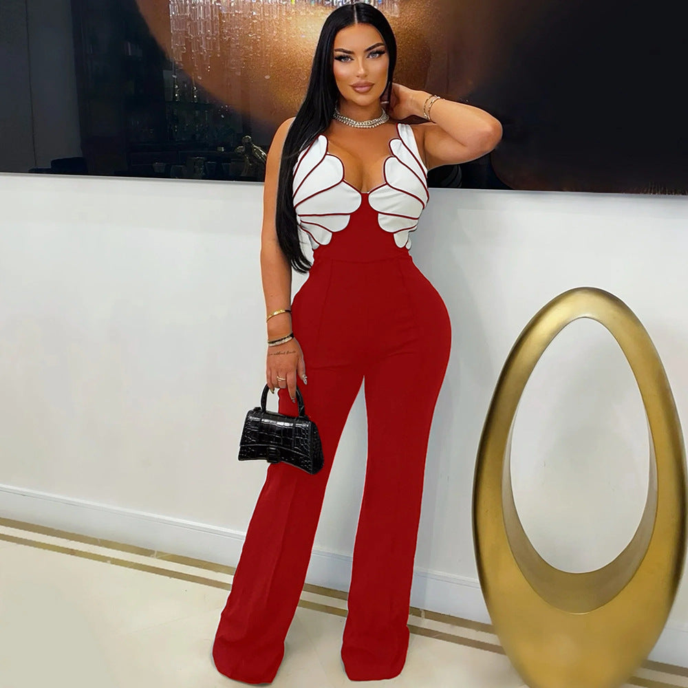 Slim Fit Sexy Jumpsuit Red
