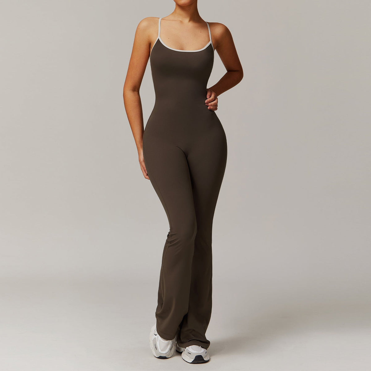 Sexy Back Jumpsuit Coke Tea Coffee Color