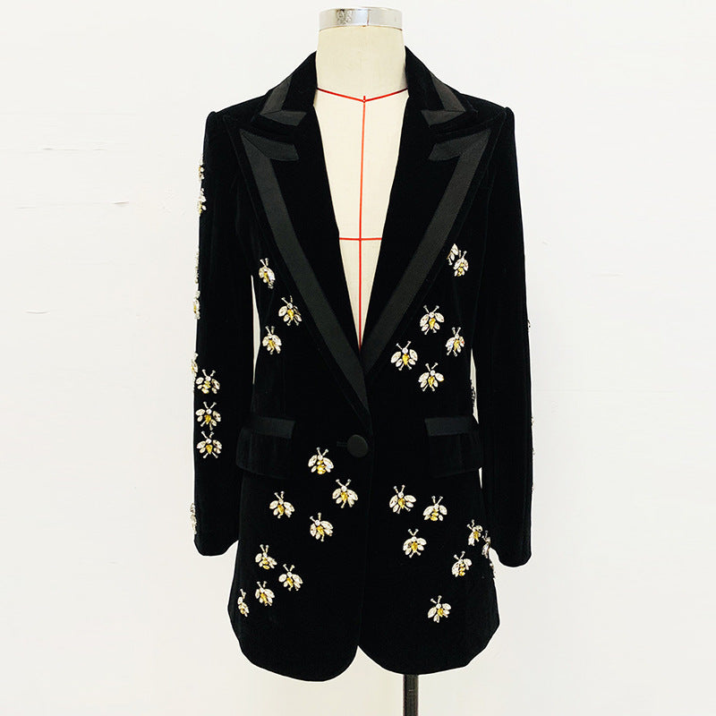 Emeblished Velvet Blazer
