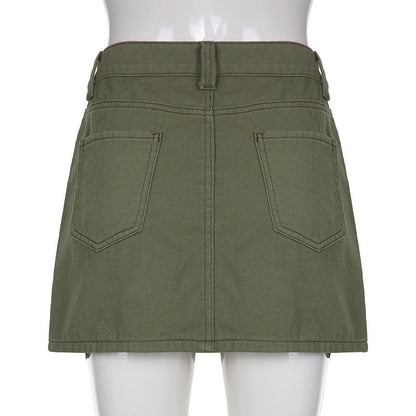 Solid Color Low Waist Slim Fit Skirt