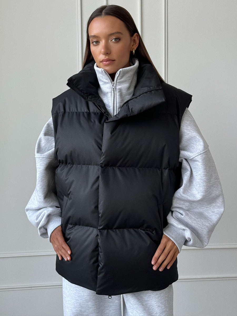 Cotton Loose Vest Jacket Black