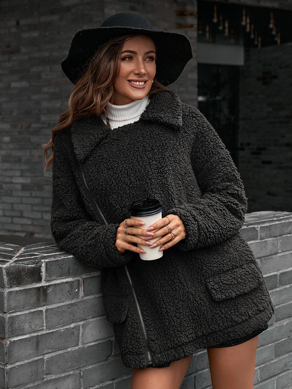 Bubble Velvet Furry Jacket Black