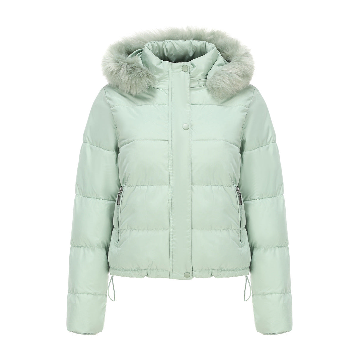Long Sleeves Cotton Padded Hooded Jacket Mint