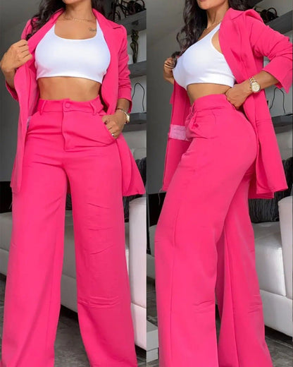 Clidress Chic Split Suit Blazer and Pants 2 Pieces Set