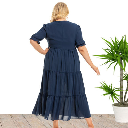 Round Neck Short Sleeve Day to Night Dress