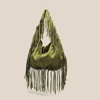 Tassel Large Tote Crescent Trendy One Shoulder Women Bag