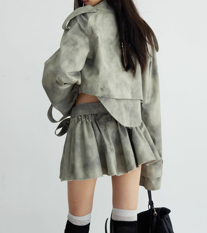 Camouflage Ink Skirt Suit