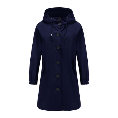 Waterproof Long Parkas Navy Blue