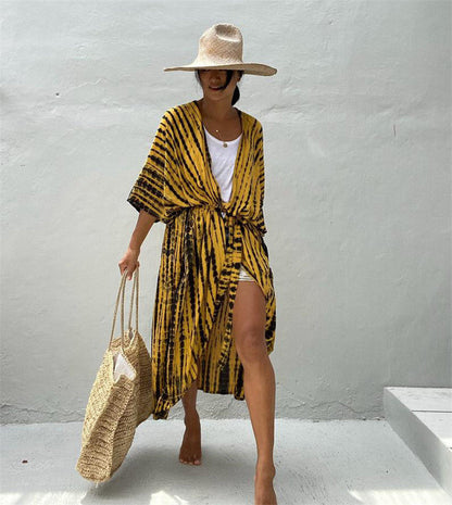 Sexy Beach Cardigan Cover Up One Size Black and Yellow
