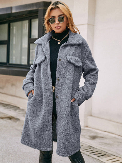 Woolen Plush Trench Coat Jacket