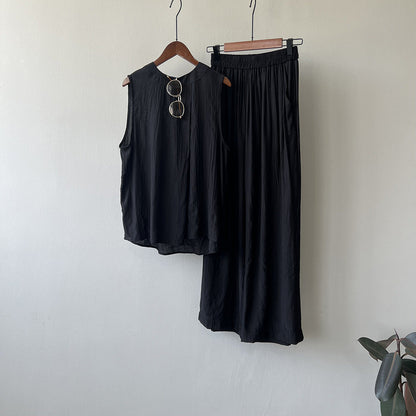 Stylish Sleeveless Vest & Pant Set Black