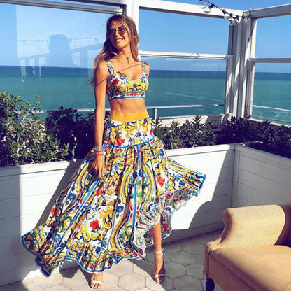 Printed Beach Dress Two Piece Set 2XL FiMulticolor-gure 7