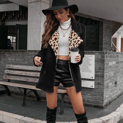 Leopard Print Lambswool Jackets Black