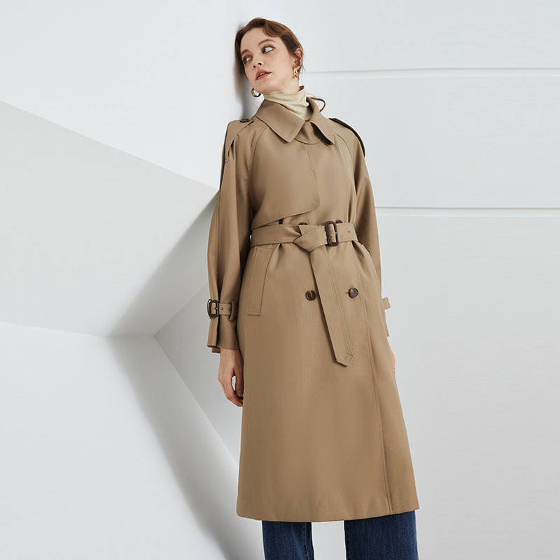 Double Breasted Loose Trench Coat Khaki