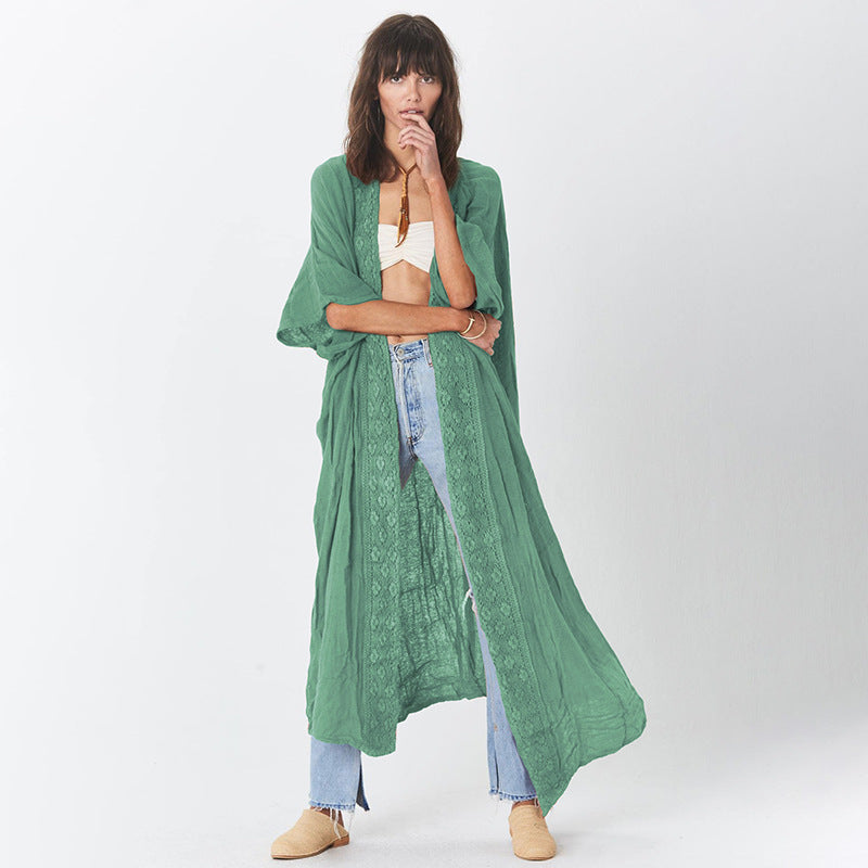 Renee Loose Fit Cardigan Kaftan One Size Green