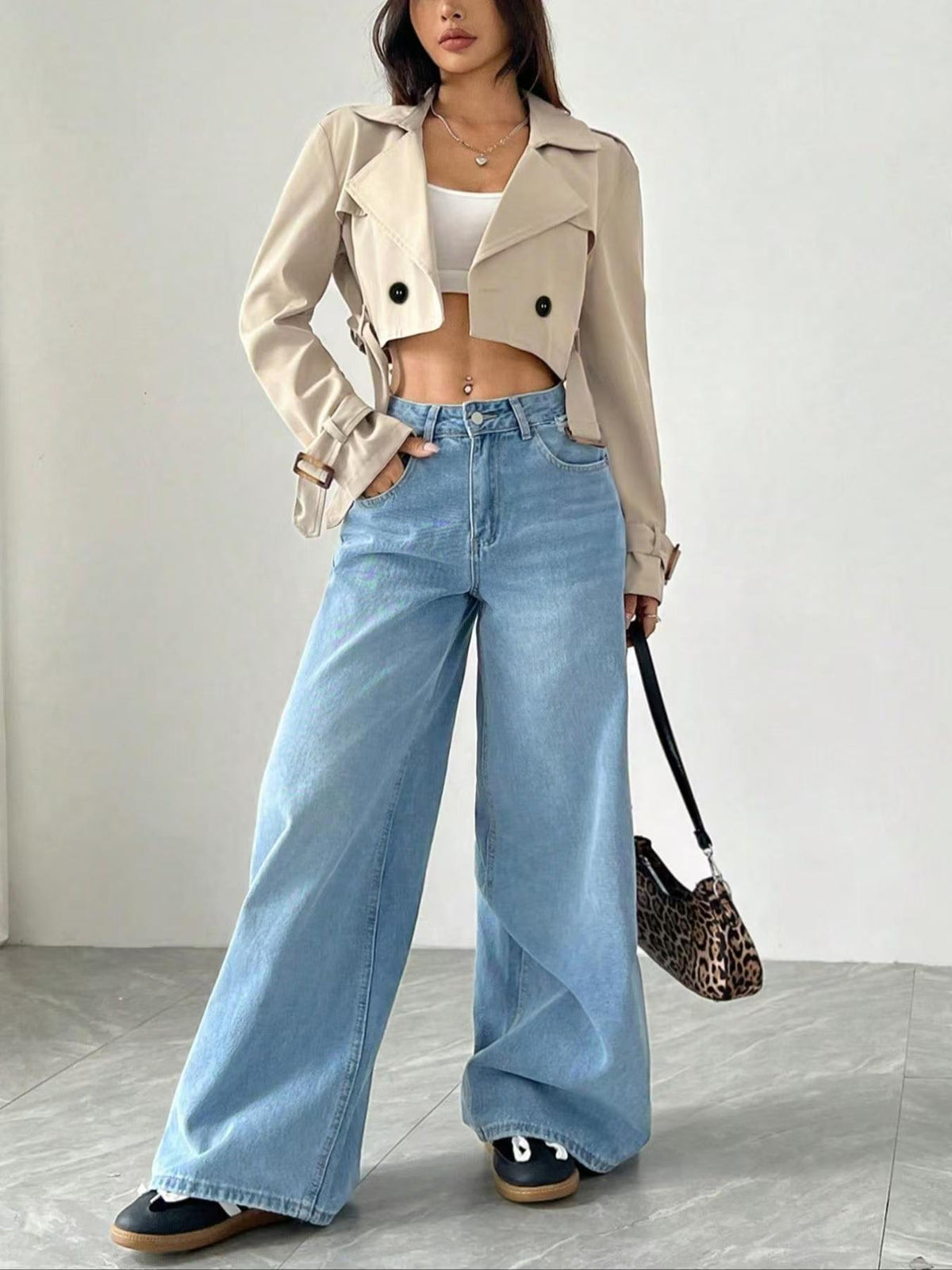 Belt Short Trench Short Jacket