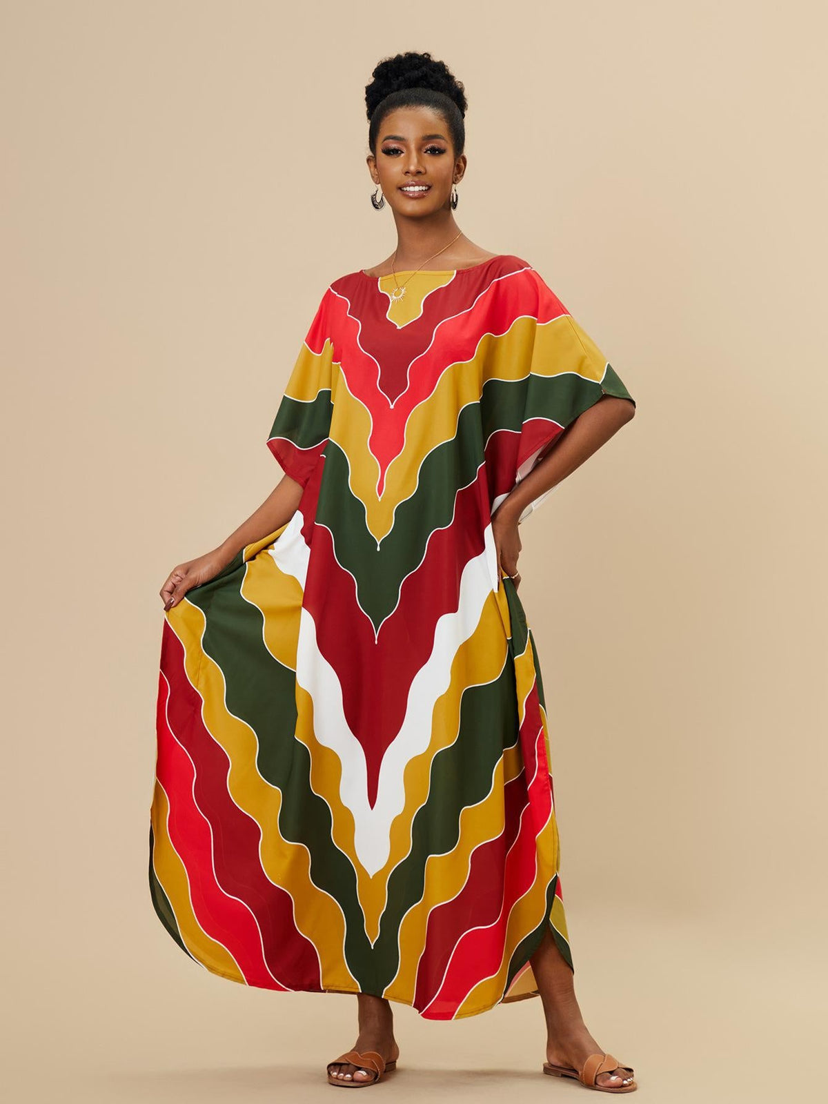 Stella Printed Kaftans One Size V Word Shape