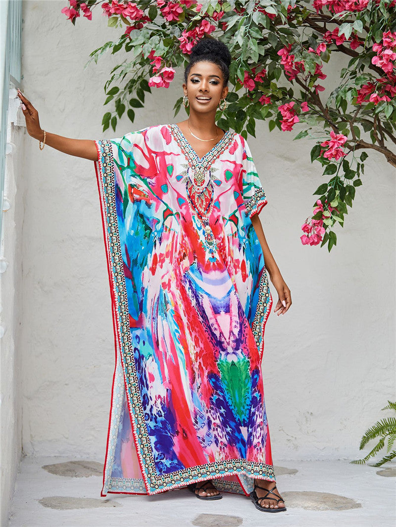 Abby Abstract Printed Kaftan One Size Color