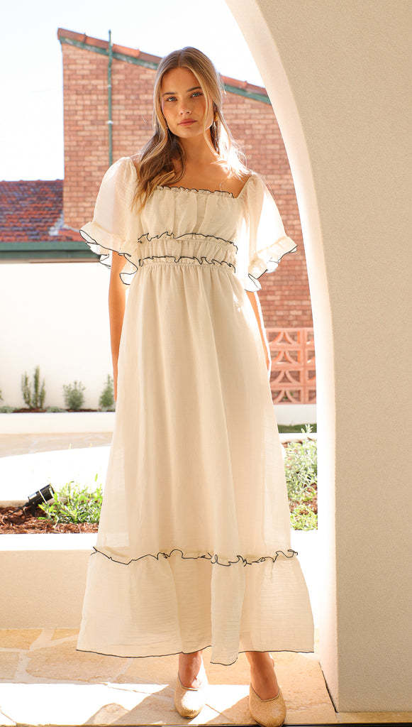 Ruffled Relaxed Casual Dress Apricot