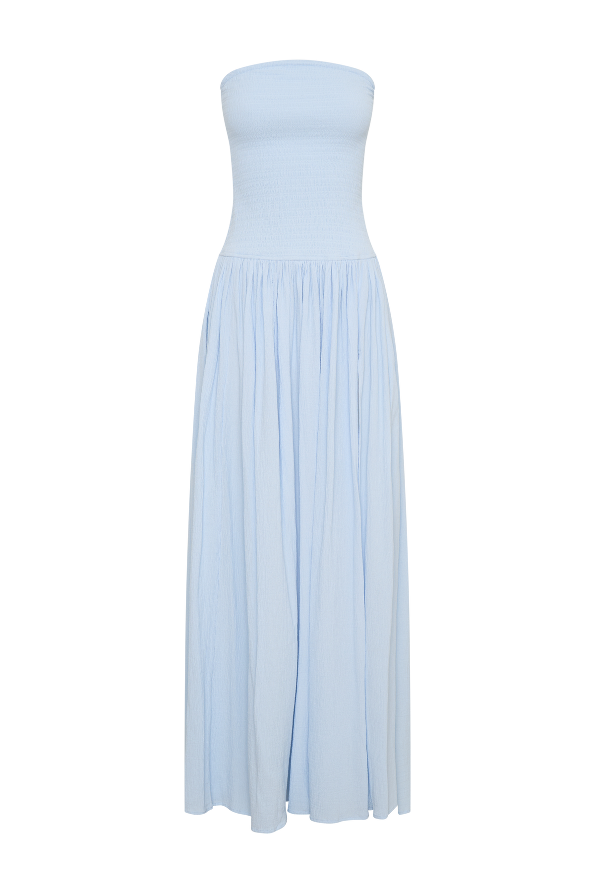 Solid Smocking Strapless Maxi Dress
