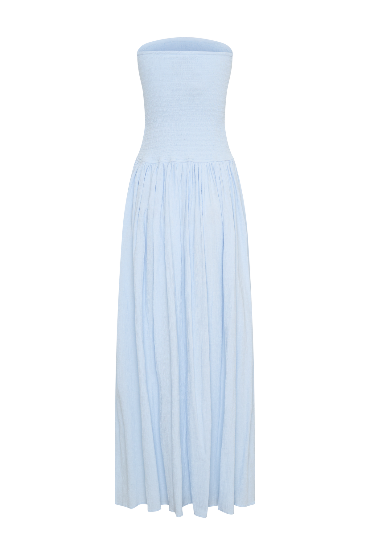 Solid Smocking Strapless Maxi Dress