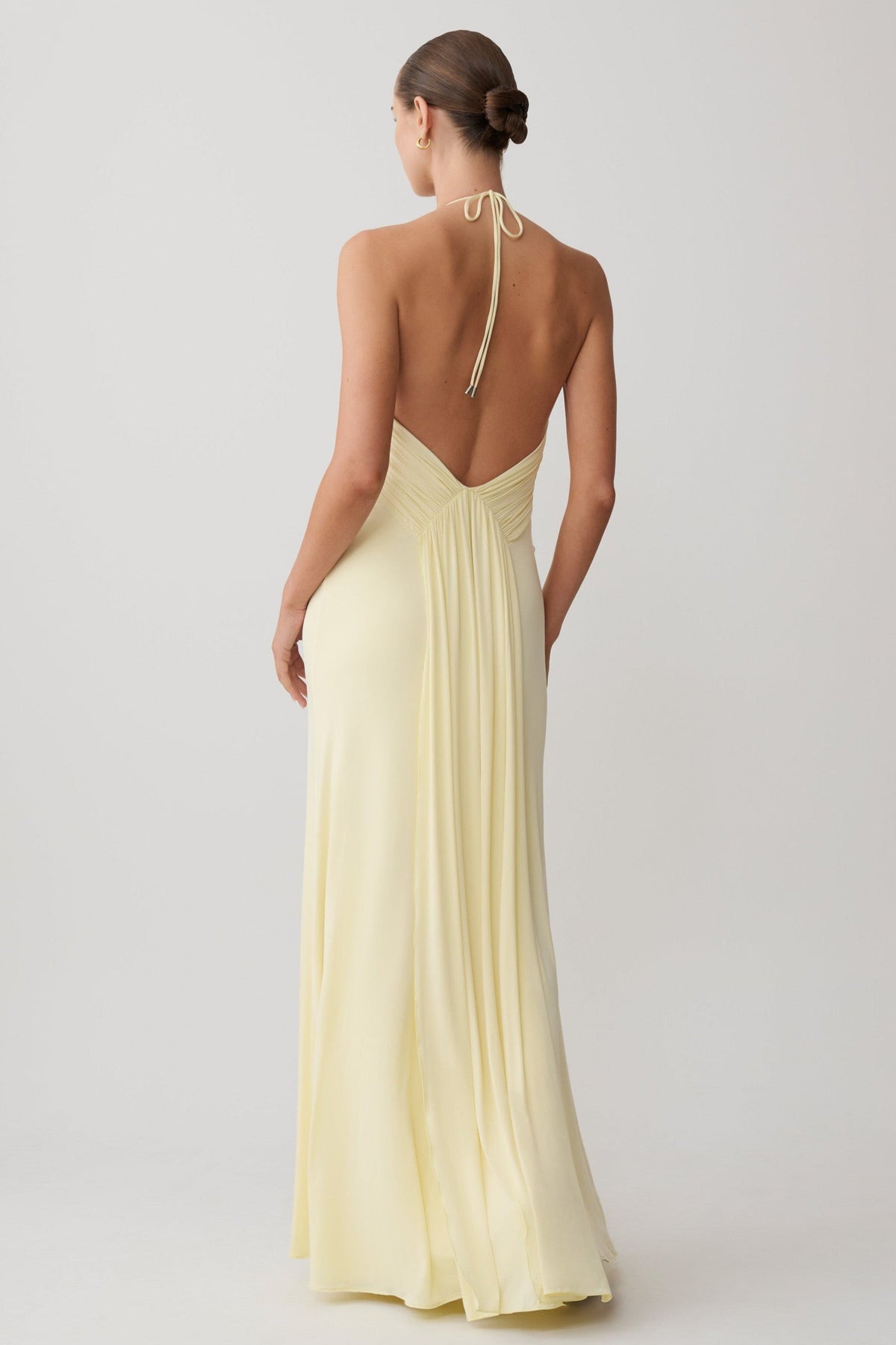 Jersey Ruched Halter Maxi Dress
