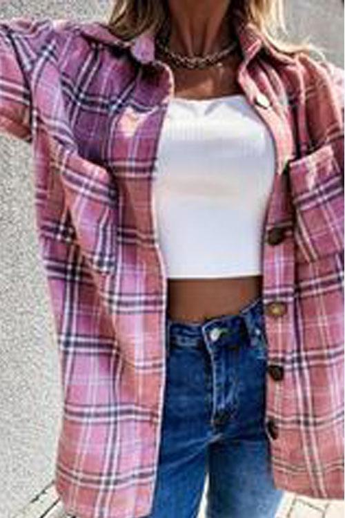 Clidress Retro Plaid Big Button Shirt Coat(11 Colors)