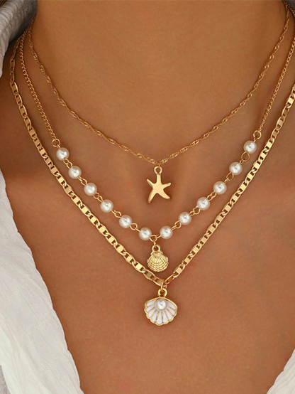Multi-Layer Pearl Necklace Set