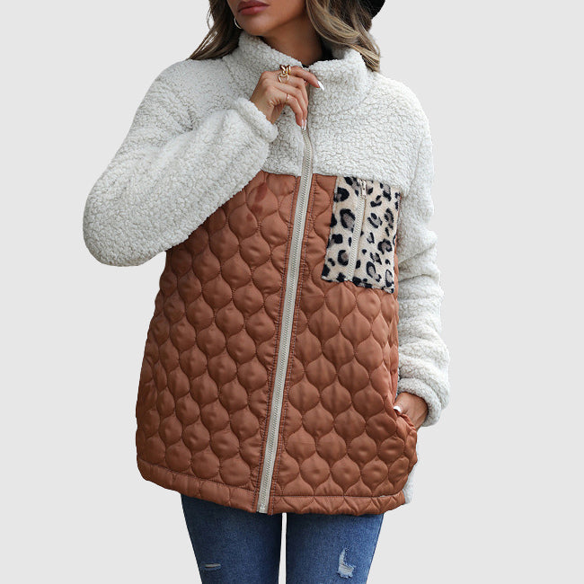 Quilted Plush Patchwork Women’s Winter Jacket