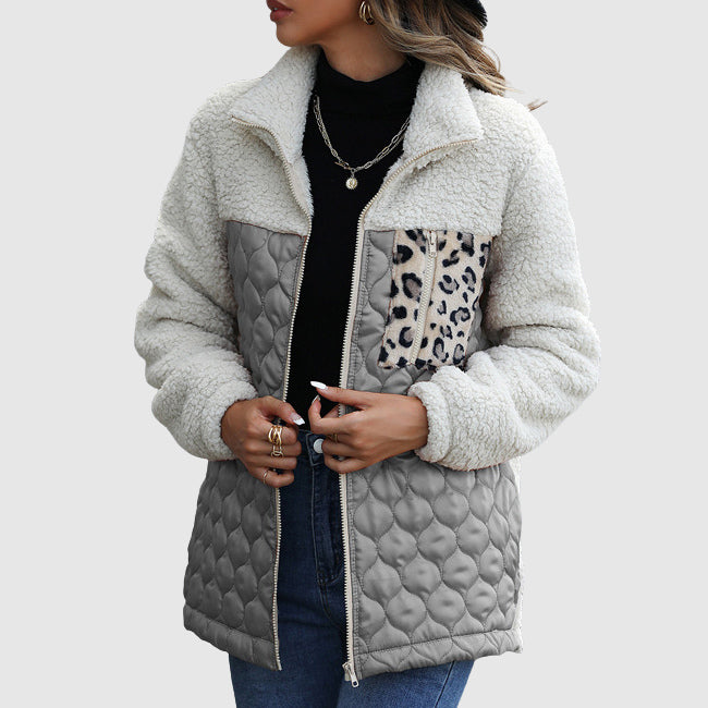 Quilted Plush Patchwork Women’s Winter Jacket